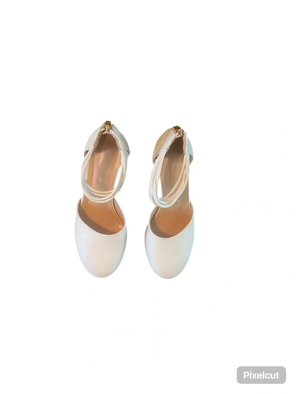 Women’s White Ankle-Strap Round-Toe Flats